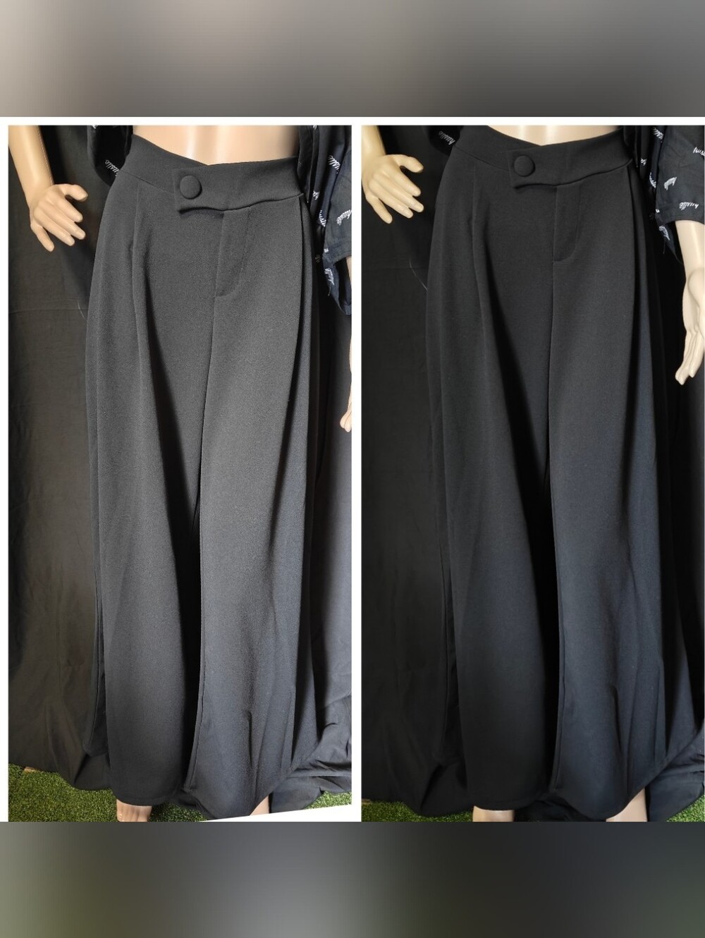 Wide Leg High-Waist Black Pants